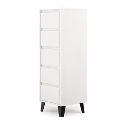 Topeshop SCANDI 5S BIEL, Blanc, 5 tiroir(s), Tableau à particules, Moderne, Noir, 400 mm