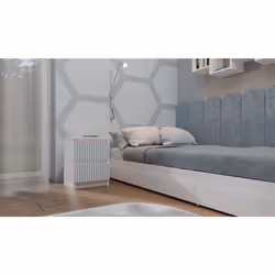 Topeshop M2 FR BLUE Table de nuit et table de chevet Table de nuit / chevet 2 tiroir(s) Bleu, Blanc
