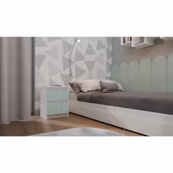 Topeshop M2 FR MINT Table de nuit et table de chevet Table de nuit / chevet 2 tiroir(s) Couleur menthe, Blanc