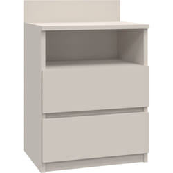 ASTER T1 - Table de chevet avec 2 tiroirs beige - 59x40x32 cm - Table de nuit - Style scandinave