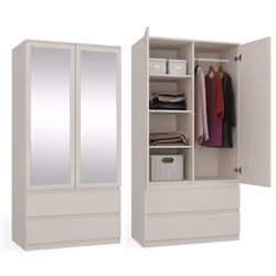 DESCRIPTION GÉNÉRALE La garde-robe SS-90 avec 2 miroirs est un meuble élégant en couleur Cachemire, idéale pour un bureau, un ...