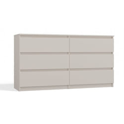 Aster - Commode large chambre salon bureau beige - 6 tiroirs - 138x40x75cm - 6 tiroirs - Style scandinave