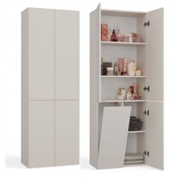 Topeshop - rory - Armoire de salle de bain avec panier - Dimensions 174x60x30 - Meuble de rangement salle de bain espace buanderie - Beige