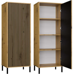 Kamaro - Armoire moderne 3 étagères - 147.5x53.5x40cm - Meuble de rangement - Chêne artisan