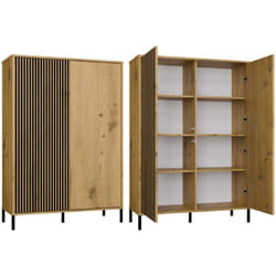 Topeshop - kamaro - Armoire moderne 8 étagères et 2 portes - 147.5x103.5x40cm - Meuble de rangement - Chêne artisan