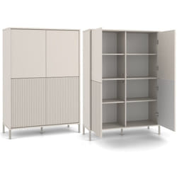 Topeshop - kamaro - Armoire moderne 8 étagères et 4 portes - 147.5x103.5x40cm - Meuble de rangement - Beige Cachemire