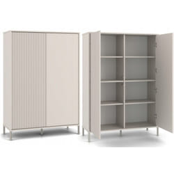 Topeshop - kamaro - Armoire moderne 8 étagères et 2 portes - 147.5x103.5x40cm - Meuble de rangement - Beige Cachemire