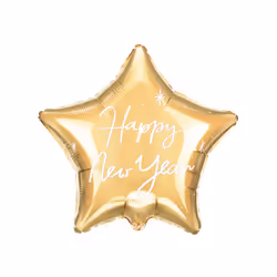 PartyDeco Happy New Year, Ballon-jouet, Feuille, Or, Monochromatique, Réveillon du Nouvel An, Étoile