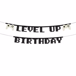 PartyDeco GRL110, Guirlande, Noir, Blanc, Jaune, Anniversaire, Universel, unisexe, 130 mm
