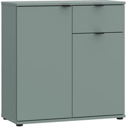 Petit meuble de rangement - Buffet - GANYMEDE - 2 portes - 1 tiroir - Sauge - 80,1 x 34,1 x 82,3 cm