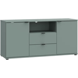 Meuble TV - GANYMEDE - Sauge - 2 portes 2 tiroirs 1 niche - 1298 x 413 x 631 cm