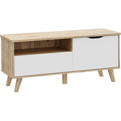 Meuble TV - VANKKA - Chêne / Blanc mat - 1244 x 417 x 543 cm