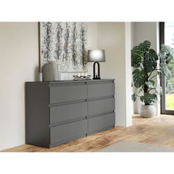 Commode - Chelsea - 6 Tiroirs - Anthracite - 154 X 42,2 X 79,9 Cm