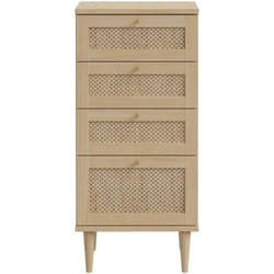 Commode - Calasettea - 4 Tiroirs - Décor Chêne - 50,4 X 41,4 X 108,8 Cm