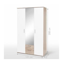 Finlandek Armoire selkea style contemporain blanc et decor chene - l 121 cm