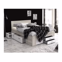 Description générale Le lit adulte UDINE allie style contemporain et fonctionnalité. Conçu en panneaux de particules avec un  ...