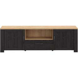 Meuble TV BOHOL Noir & Chêne – 2 Portes + 1 Tiroir + 1 Niche – L 1661 × P 42 × H 518 cm