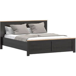 Lit adulte King Size - BOHOL - 180 x 200 cm - Décor Chêne / Noir