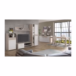 GULADA Meubles séjour - Panneaux particules et MDF - Blanc mat et décor chene cendré - Style et design contemporain - Meuble  ...