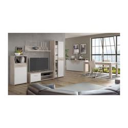 Les Tendances - gulada Ensemble meuble tele - buffet - table a manger - Contemporain - Blanc et decor chene