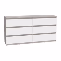 CHELSEA CHLK261-C963 Commode 6 tiroirs couleur blanc combiné béton clair