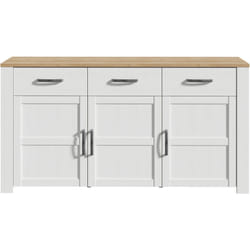 Buffet BOHOL Blanc – 3 Portes & 3 Tiroirs – L 1661 × P 42 × H 87 cm – Chêne Blanc & Effet Bois
