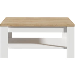 Table Basse Rectangle BOHOL – Chêne Blanc & Beige – Double Plateau – L 100 × P 60 × H 457 cm