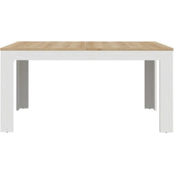 Table à manger extensible BOHOL – Blanc & Bois – 8 personnes – Extension L 160 à 2066 × P 902 × H 782 cm