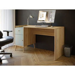 Bureau droit WHENUA - Chêne/ Vert sauge - 1396 x 773 x 60 cm