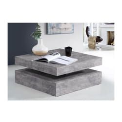 Table basse carree pivotante - Panneau de particules - Decor beton gris clair - Classique - l 78 x p 78 x h 35,4 cm - coffee