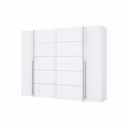 NARAGO Armoire 2 portes battantes - 8 tablettes, 2 portes coulissantes 2 tringles a habits - 2 tablettes, blanc mat, poignées ...