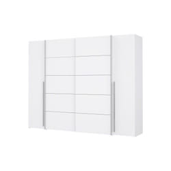 Armoire 2 portes battantes + 2 portes coulissantes - Blanc mat - l 270,3 x p 61,2 x h 210 cm - narago