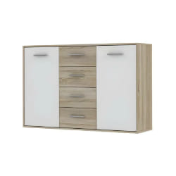 VENTE-UNIQUE PILVI Buffet bas - Blanc et chêne
