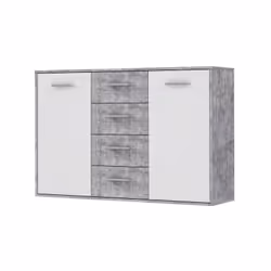 PILVI Buffet bas 2 portes 4 tiroirs - L 122,6 x P 34,2 H 88,1 cm
