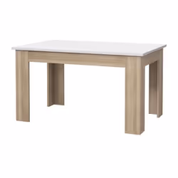 PILVI Table a manger - Blanc et chene sonoma - L 140 x I90 x H 75 cm