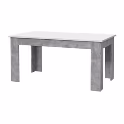 PILVI Table a manger - Blanc et béton gris clair - L 160 x I90 x H 75 cm