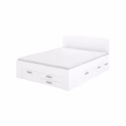 UDINE Lit surface de couchage 160x200 cm avec 2 grands tiroirs, 2 petits tiroirs, 1 porte, 2 chevets niches sur roulettesles  ...