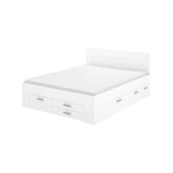 Les Tendances - Lit adulte 160x200 cm - 2 tiroirs 2 chevets - Decor Blanc mat - l 163,7 x p 204,1 x h 90 cm - udine