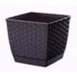 Pot plastique carré avec soucoupe DRLK250-S433 - Gris anthracite - PROSPERPLAST