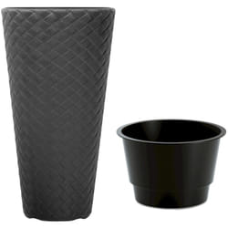Prosperplast - Grand pot en rotin synthétique 23 litres couleur anthracite 30 x 55 cm - Anthracite