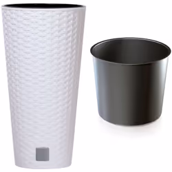 Pot de fleurs DRTUS200 avec insert - blanc Un pot de fleurs haut et élancé de la collection Rato avec une texture qui imite f ...
