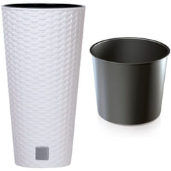 Prosperplast - Pot de fleurs haut rato DRTUS250 avec insert Blanc