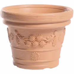 Pot de fleurs en plastique avec décoration classique Coloris : terre cuite, robuste, résistant aux coups Dimensions du produi ...