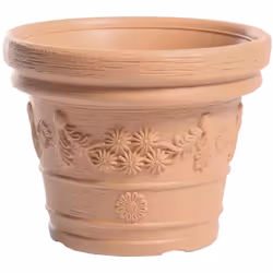 Pot de fleurs en plastique avec décoration classique Coloris : terre cuite, robuste, résistant aux coups Dimensions du produi ...