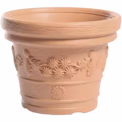 Pot de fleurs en plastique avec décoration classique Coloris : terre cuite, robuste, résistant aux coups Dimensions du produi ...