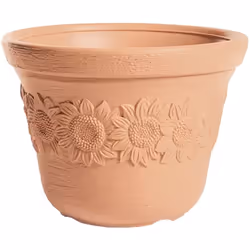 Pot de fleurs en plastique avec motif amusant de soleil Dimensions du produit: 460x460x353 mm. Résistant au gel, aux UV et à ...
