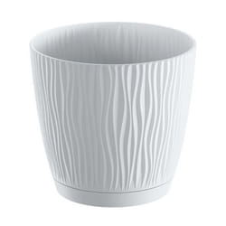 Pot De Fleurs 129 Cm Sandy P Rond Avec Soucoupe Blanc