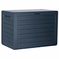 Boîte de rangement universelle effet bois de couleur anthracite. - Capacité de 190L pour le stockage des outils de jardin. - ...