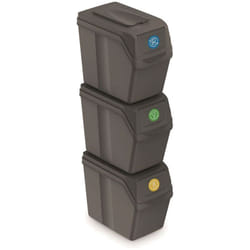 Prosperplast - Set de 3 bacs de recyclage d'une capacité de 60 litres à compartiments de couleur grise 39x23x33 cm - Gris