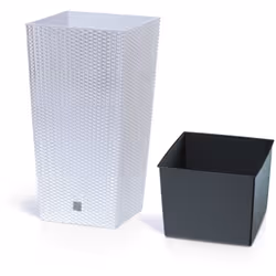 Pot de fleurs Rato Square DRTS240 avec insert - BlancL'ensemble comprend : Pot de fleurs haut Urbi DRTS240 x1 Entretoise x1 I ...